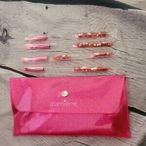Glamierre Pink Luxe Glitter Eye Brush Collection Floating 4 Pc Set Makeup tools